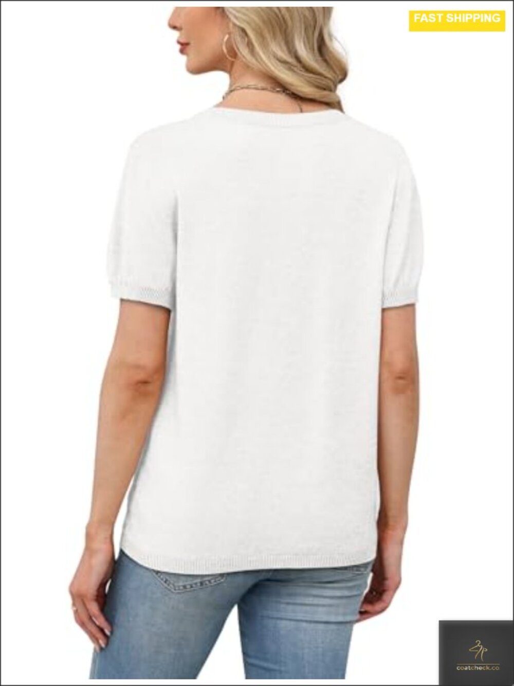 Short Sleeve Knit Pullover Sweater Women Summer Vacation Tops - Picture 4 of 6